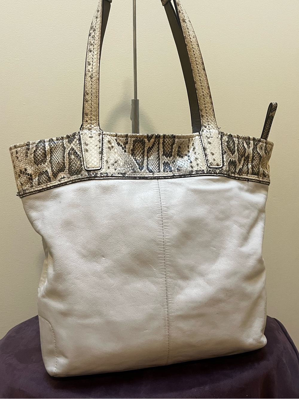 Coach Audrey Python Embossed Op Art Leather Slim Tote - Picture 2 of 12